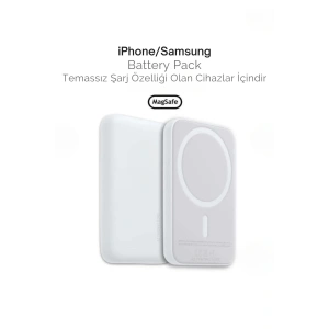 iPhone 15 / 16 / 17 Uyumlu MagSafe Kablosuz Powerbank 5000 mAh | Wireless Taşınabilir Batarya Şarj Aleti