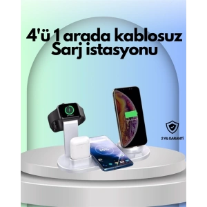 iPhone, Apple Watch ve AirPods ile Uyumlu 4ü 1 Arada Şarj Ünitesi – Tüm Apple Cihazları Tek Noktada