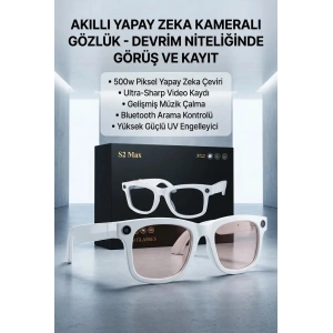 Kameralı Beyaz Akıllı Gözlük Yapay Zeka Destekli Şık Günlük Kullanım Premium