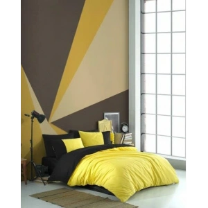 Kingsize Poplin Nevresim Diamond Sarı Siyah