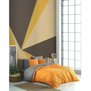 Kingsize Poplin Nevresim Diamond Turuncu Antrasit