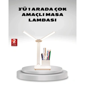 Kısılabilir LED Masa Lambası – Kalemlik ve Telefon Standlı, Göz Yormayan Işık