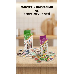 Manyetik Mıknatıslı Eğitici Hayvan ve Sebze Meyve Oyuncak Seti 56 Parça