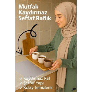 Mutfak Dolabı Çekmece Kaydırmaz Raf Örtüsü Şeffaf, Suya Dayanıklı, Kesilebilir Pvc 45x300 Cm