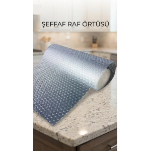 Mutfak Dolap İçi Kaydırmaz Şeffaf Raflık Örtüsü 45x300 cm Pvc Koruyucu