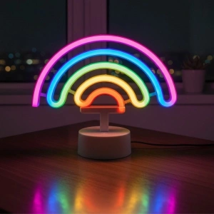 Plastik Gökkuşağı Neon LED Işık – Dekoratif Renkli Masaüstü ve Ambiyans Aydınlatması