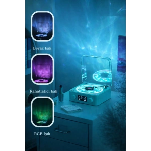 Retro Tasarımlı Bluetooth Bağlantılı Plak Çalar, 3D Ses Dalgası ve Subwoofer Özellikli