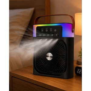 RGB Işıklı Buharlı Masaüstü Fan Sessiz Çalışan USB Şarjlı Taşınabilir Fan
