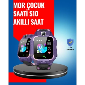 S10 Mor Akıllı Çocuk Saati Geçmiş Konum ve Acil Durum Uyarılı