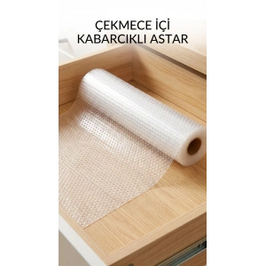 Şeffaf Kaydırmaz Dolap İçi Raflık Koruyucu Çekmece Örtüsü 45x300 cm PVC Eva