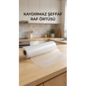 Şeffaf PVC Raflık Kaymaz Çekmece Örtüsü 45x300 cm Mutfak Dolap İçi Koruyucu