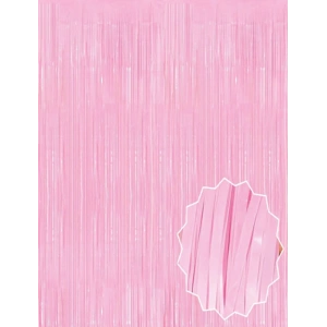 Soft Pembe Püsküllü Kapı Perdesi - Parti, Baby Shower, Cinsiyet Partisi 1x2 m