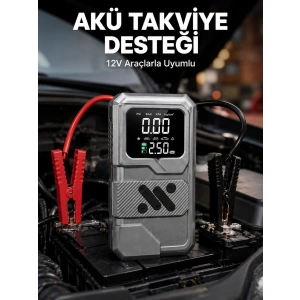 Taşınabilir Araç Akü Takviye ve Hava Kompresörü Powerbank Özellikli
