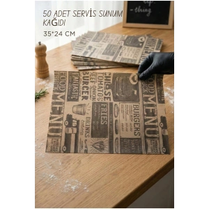Vintage Tasarım Servis Sunum Kağıdı & Yağlı Kağıt Seti (35x24 cm)