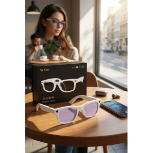 Yapay Zeka Destekli Beyaz Akıllı Gözlük Kamera Mikrofon Bluetooth Kullanım