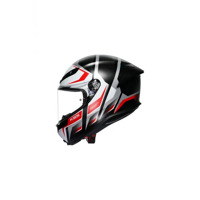 K6 S Karve Matt Black White Red Configuration Kapalı Kask