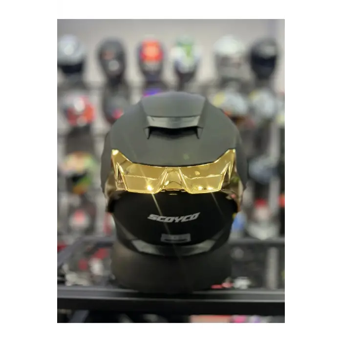 871 Mat Siyah Gold Vizör Kapalı Kask