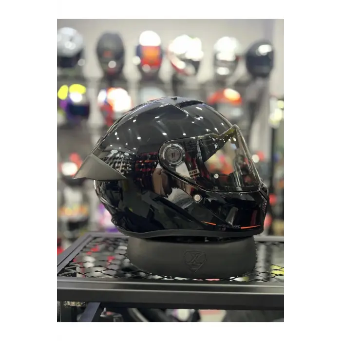 AXXIS FENIX SOLID A1 PARLAK SIYAH ( ŞEFFAF VİZÖRLÜ )