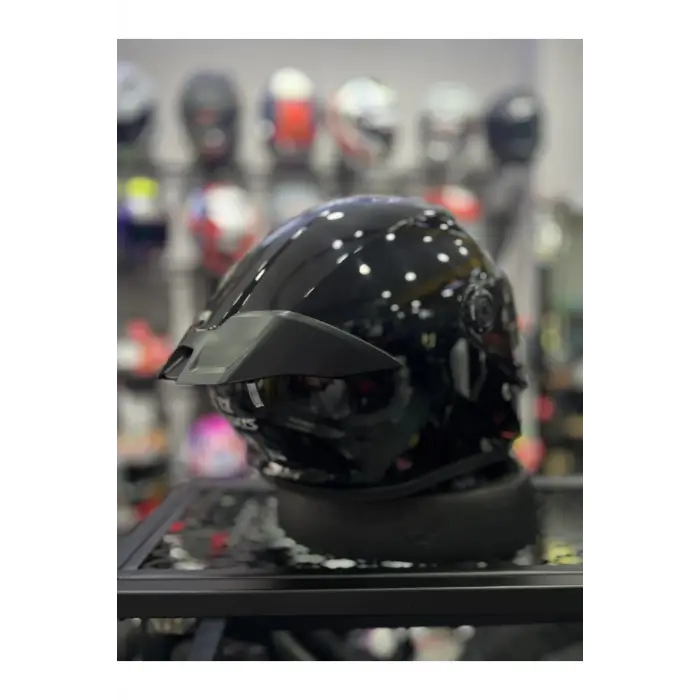 AXXIS FENIX SOLID A1 PARLAK SIYAH ( ŞEFFAF VİZÖRLÜ )