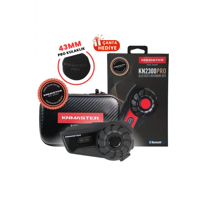 KN2300 Motosiklet Kask İnterkom Bluetooth Intercom Kulaklık Seti - Siyah