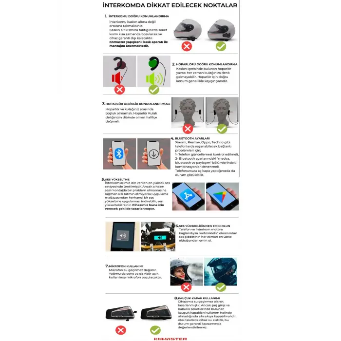 Kn6100 Pro Motosiklet Kask Interkom Bluetooth Intercom Kulaklık Seti Karbon Siyah Çanta Hediyeli