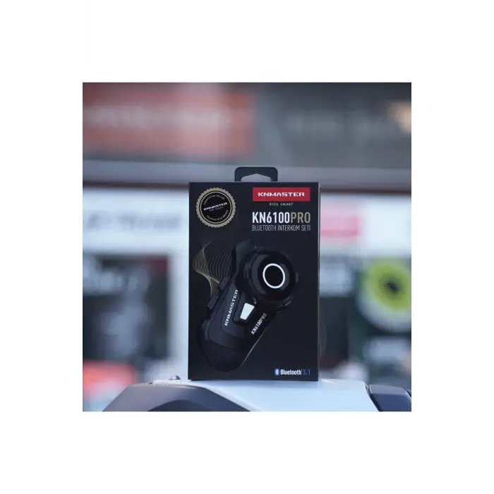 Kn6100 Pro Motosiklet Kask Interkom Bluetooth Intercom Kulaklık Seti Karbon Siyah Çanta Hediyeli