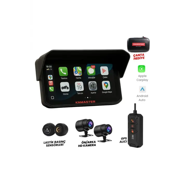 MOTOPLAY 2000 2K Çift Kameralı Kablosuz CarPlay