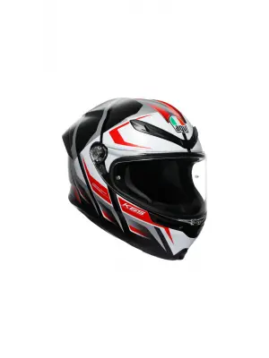 K6 S Karve Matt Black White Red Configuration Kapalı Kask