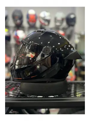 AXXIS FENIX SOLID A1 PARLAK SIYAH ( ŞEFFAF VİZÖRLÜ )