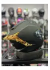 871 Mat Siyah Gold Vizör Kapalı Kask
