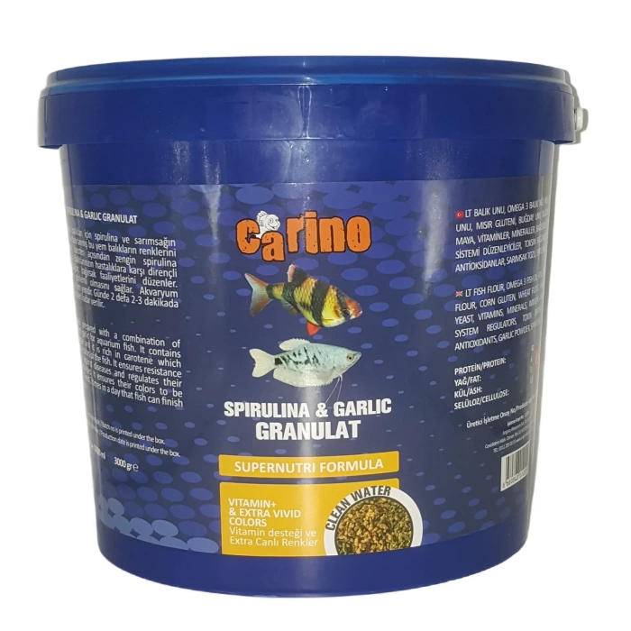 Carino Spirulina & Garlic Granulat Sarımsaklı Balık Yemi 3 Kg