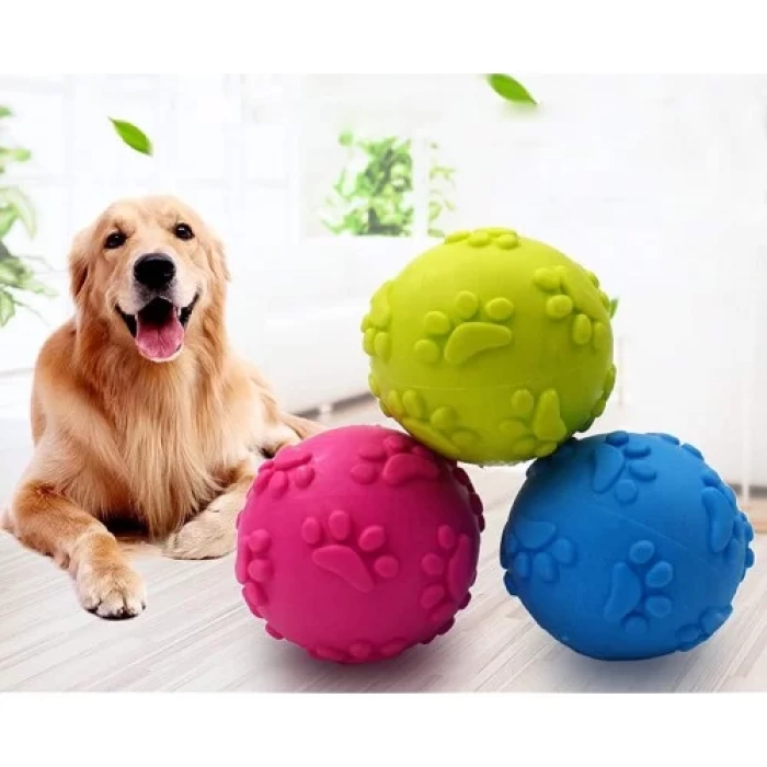 Köpek Sert Isırma Topu Pati Desenli Büyük