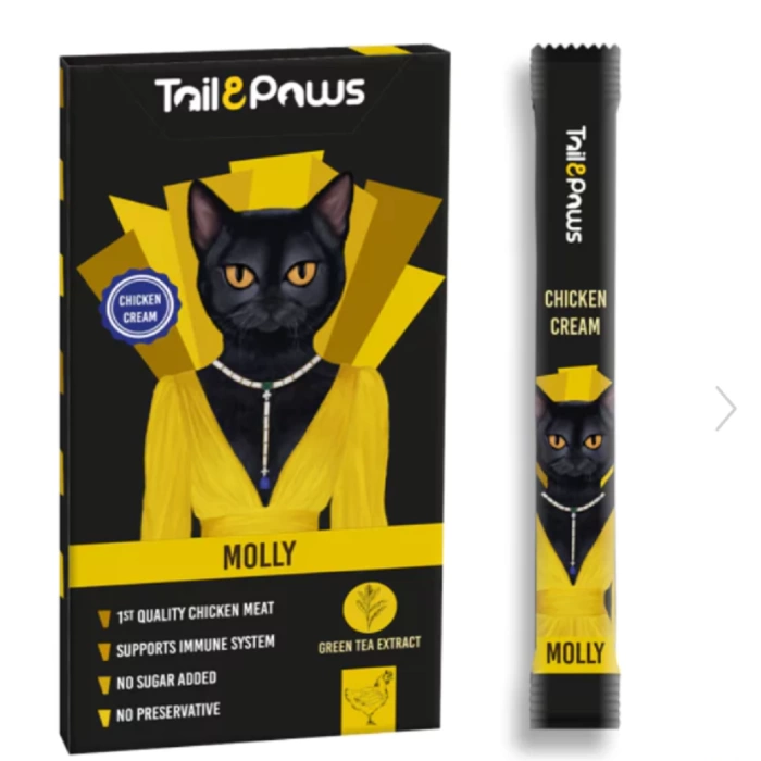 Tail & Paws Molly Tavuklu Şekersiz Sıvı Kedi Ödül Maması 15 Gr (5li)