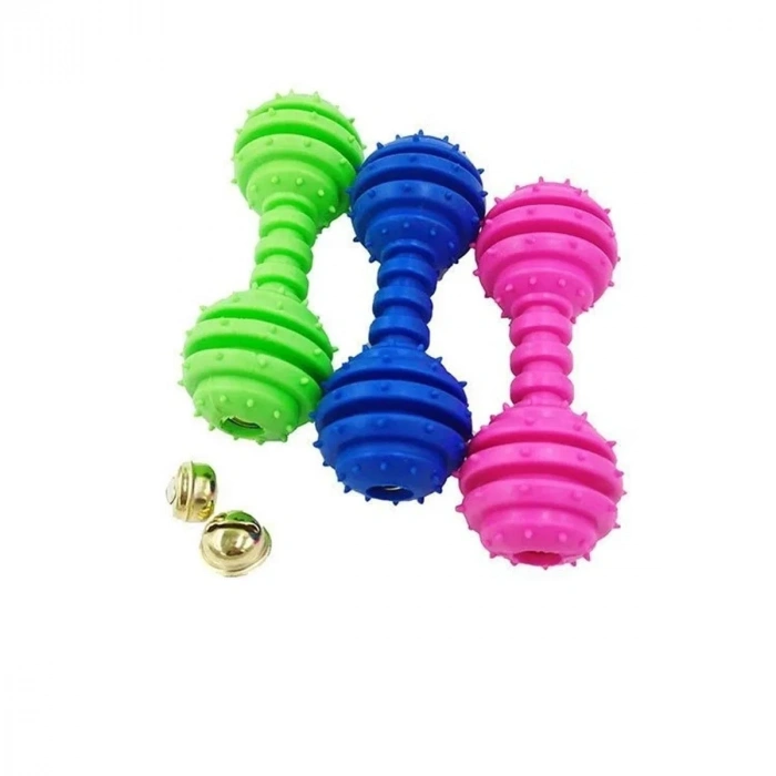 Dikenli Kauçuk Dumbell Zilli Köpek Oyuncağı 12 cm