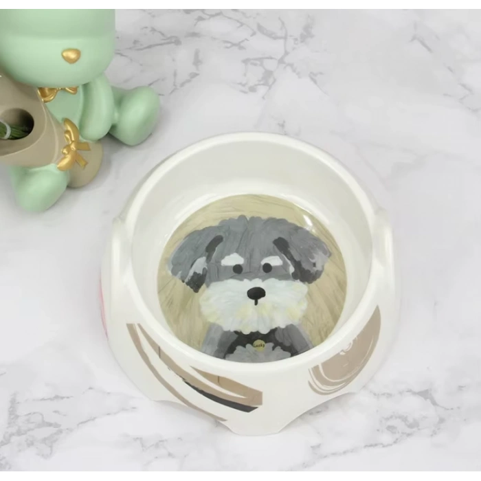 Bobo Melamin Kaymaz Taban Yüz Baskılı Köpek Mama Kabı 550 ml