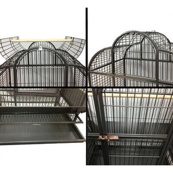 Fulin Tekerlekli Papağan Kafesi Large Siyah 81x56x177 cm