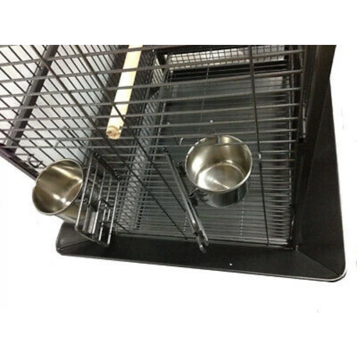 Fulin Tekerlekli Papağan Kafesi Large Siyah 81x56x177 cm