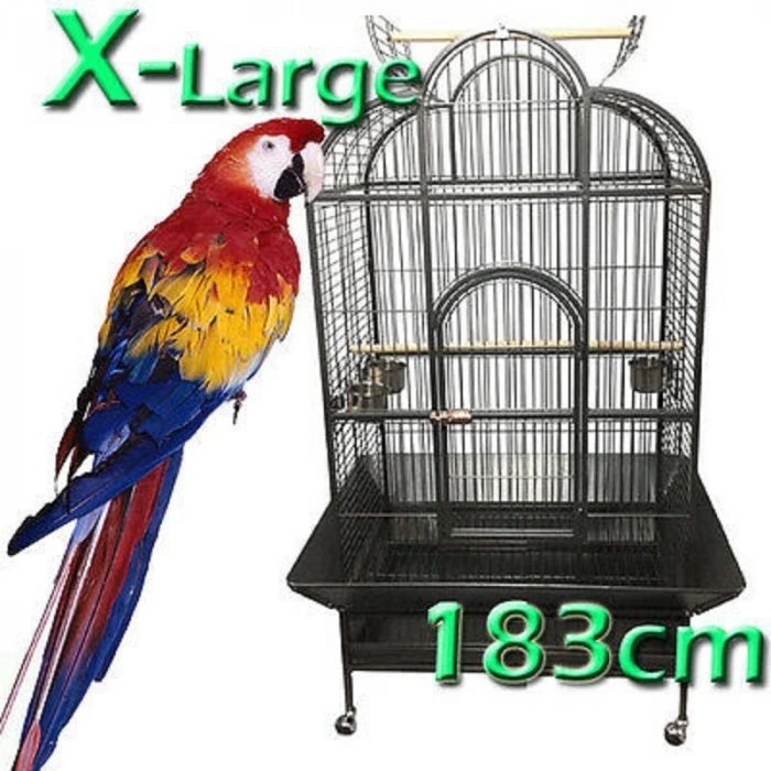 Fulin Tekerlekli Papağan Kafesi Large Siyah 81x56x177 cm