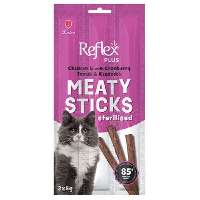 Reflex Meaty Sticks Kümes Hayvanlı ve Kızılcık Etli Kısır Kedi Ödül Maması 3x5 Gr.