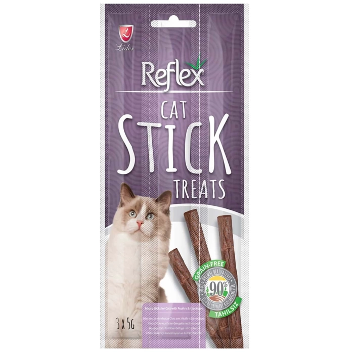 Reflex Kümes Hayvanlı ve Kızılcık Etli Sticks Kedi Ödül Maması 3x5 Gr.