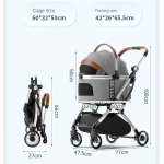 3 in 1 Katlanabilir Şık Tasarımlı Evcil Hayvan Arabası 15 Kg Kapasiteli