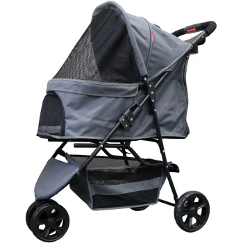 3 Tekerlekli Katlanabilir Evcil Hayvan Arabası 20 Kg Kapasiteli Gri