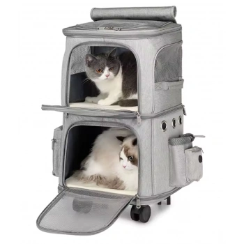 Çift Bölmeli Çıkarılabilir Tekerlekli Evcil Hayvan Arabası 5.4 Kg Kapasiteli