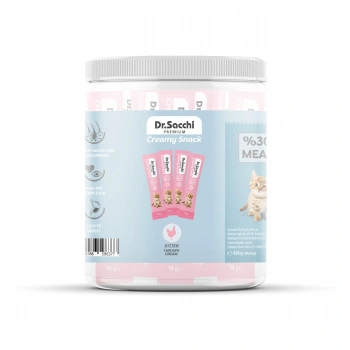Dr.Sacchi Creamy Snack Kitten Tavuklu Sıvı Kedi Ödülü 14 gr - 30Lu Kavanoz