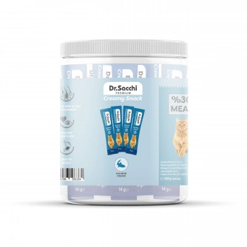 Dr.Sacchi Creamy Snack Somonlu Sıvı Kedi Ödülü 14 gr - 30Lu Kavanoz