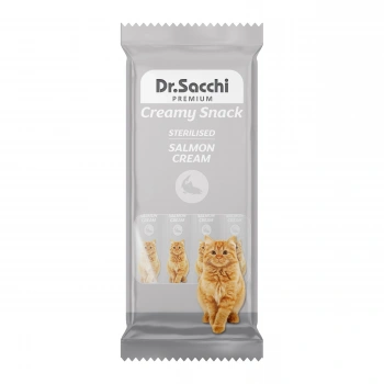 Dr.Sacchi Creamy Snack Sterilised Somonlu Sıvı Kedi Ödülü 4Lü Paket
