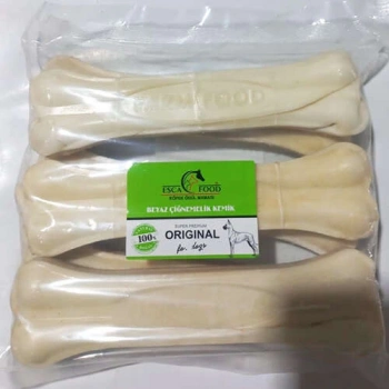 Esca Beyaz Pres Kemik Köpek Ödülü 20.5 Cm (6Lı Paket)