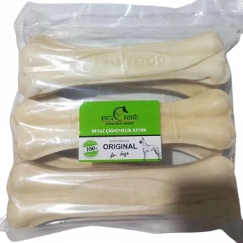 Esca Beyaz Pres Kemik Köpek Ödülü 22 Cm (10Lu Paket)