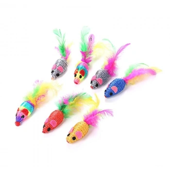 Gökkuşağı Renkli Karışık Tüylü Fare Kedi Oyuncağı 12 cm