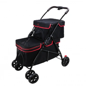 İki Katlı Kedi Küçük ve Orta Irk Köpekler İçin Kedi Köpek Arabası Siyah